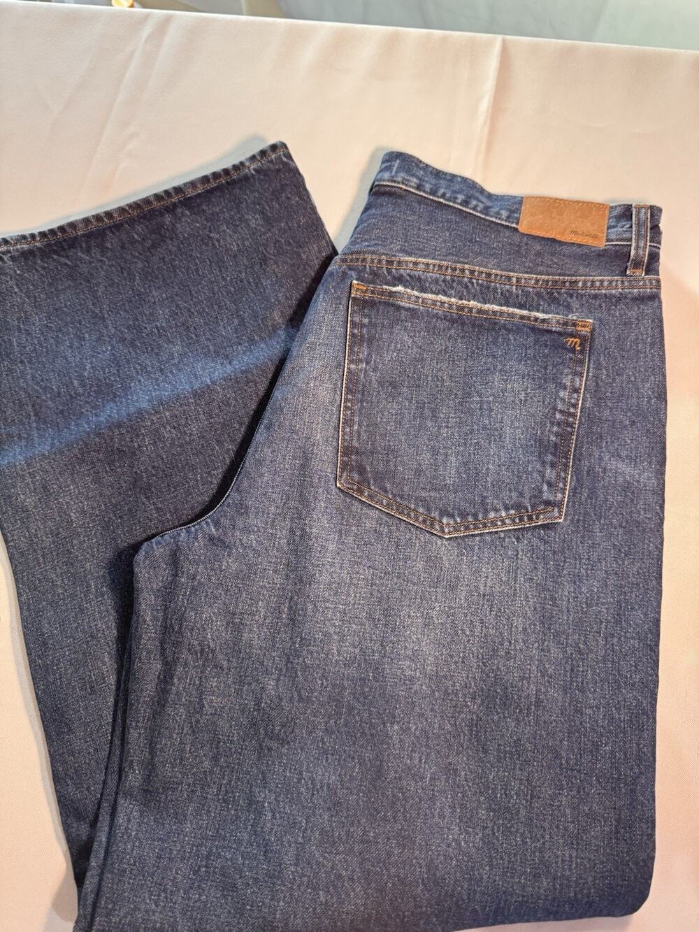 NWT Madewell Low-Slung Baggy Jeans Size 31 Dark Wash Button Fly Wide Leg J73